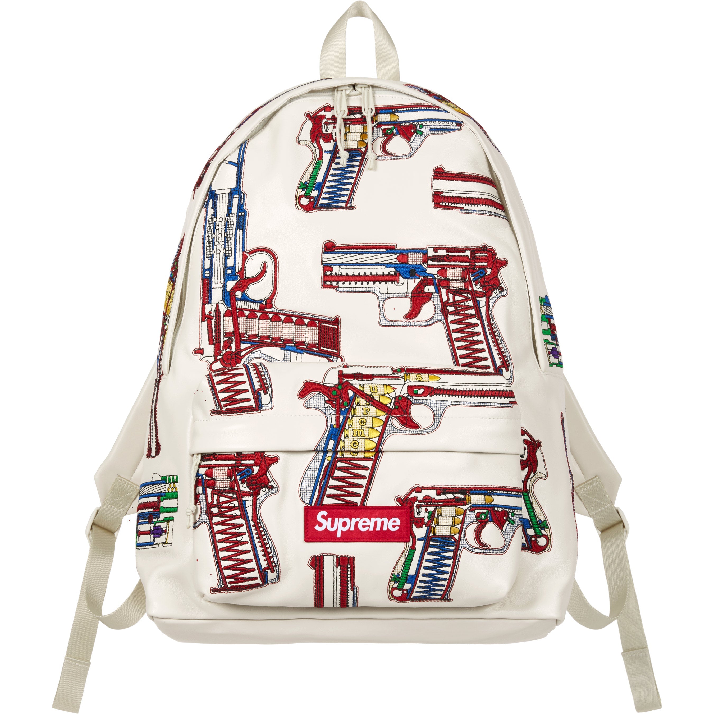 Guns Embroidered Leather Backpack view 9